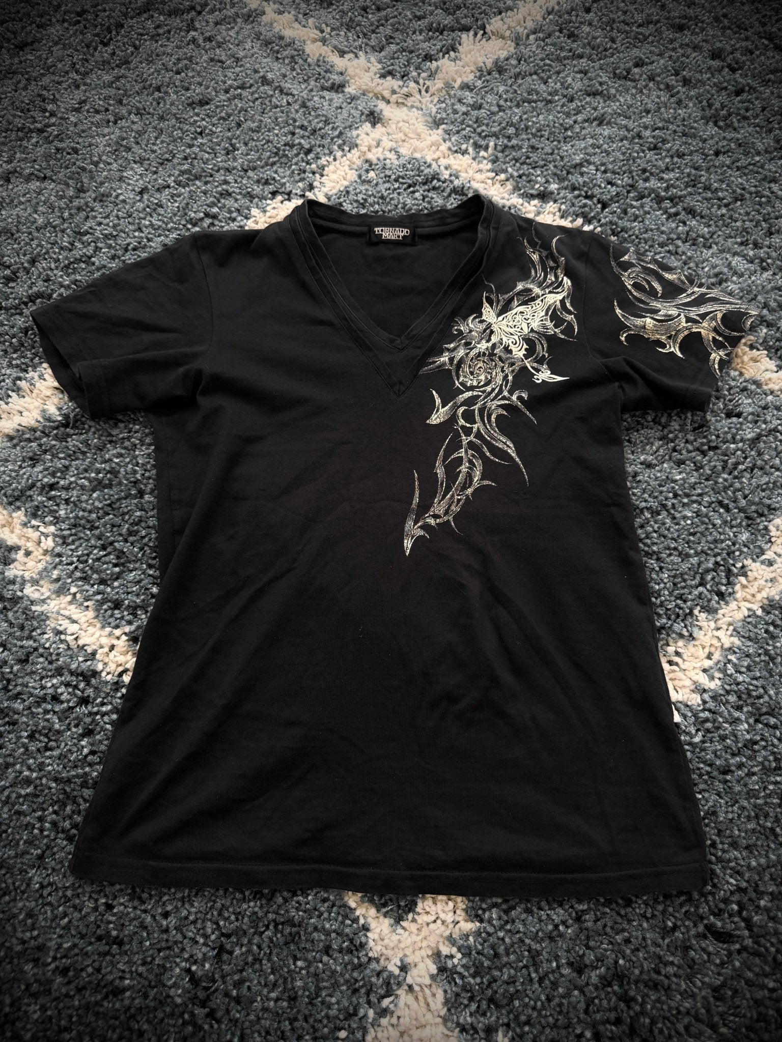 Tornado Mart Tribal Butterfly Embroidered Shirt - wintexarchive