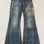 Tornado Mart Tribal Embroidered Flared Denim - wintexarchive