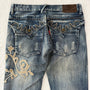 Tornado Mart Tribal Embroidered Flared Denim - wintexarchive