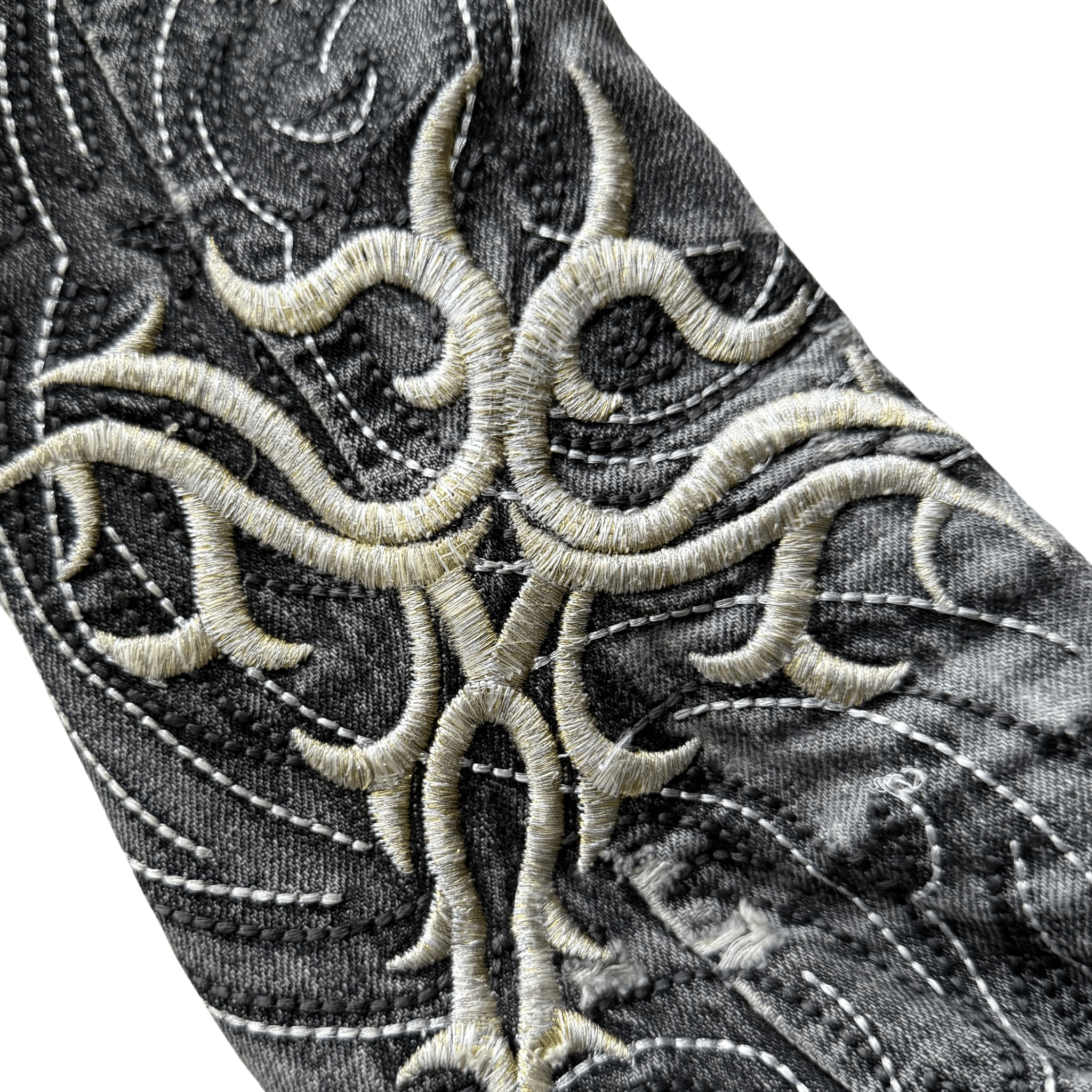 Tornado Mart Tribal Embroidery Flared Denim - wintexarchive