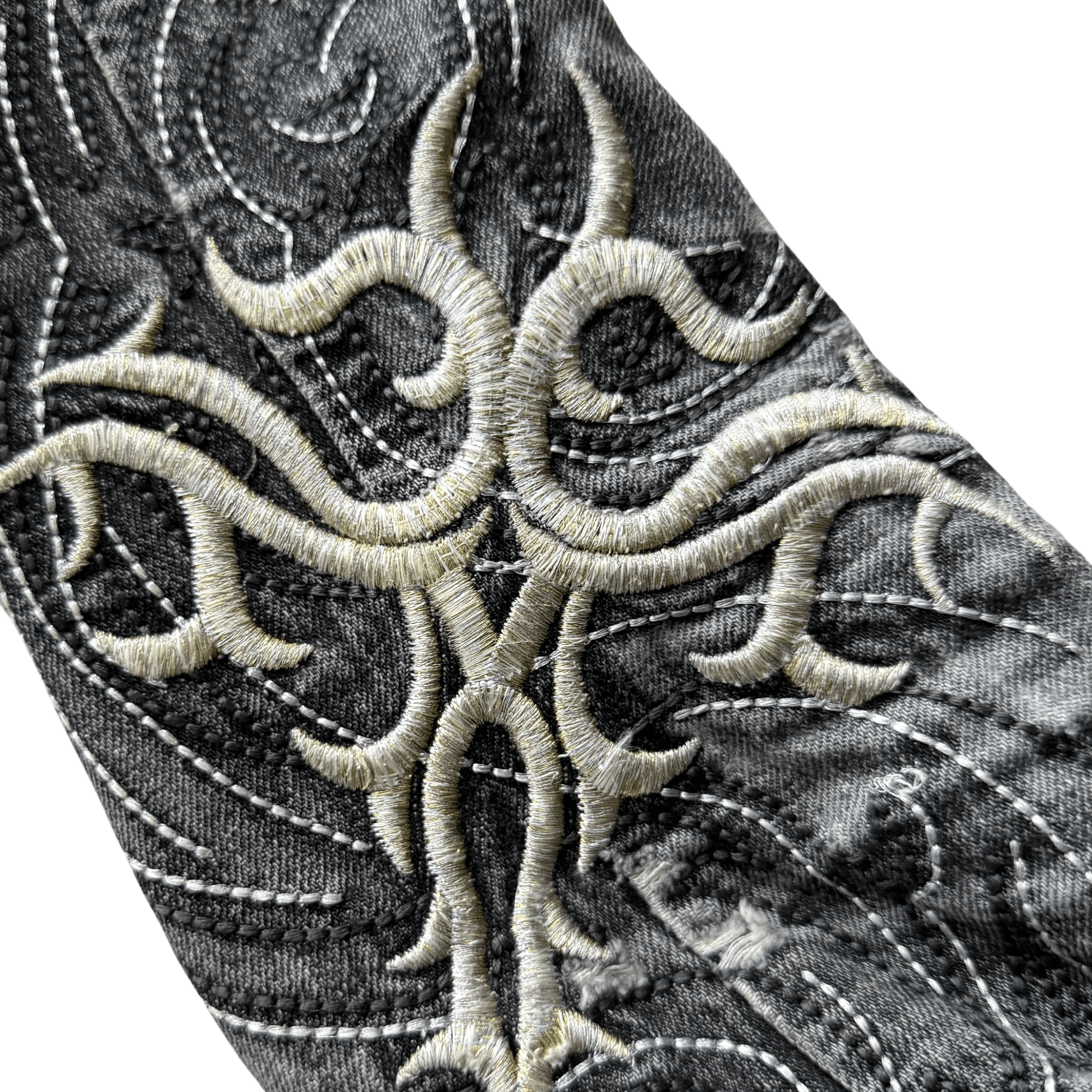 Tornado Mart Tribal Embroidery Flared Denim - wintexarchive