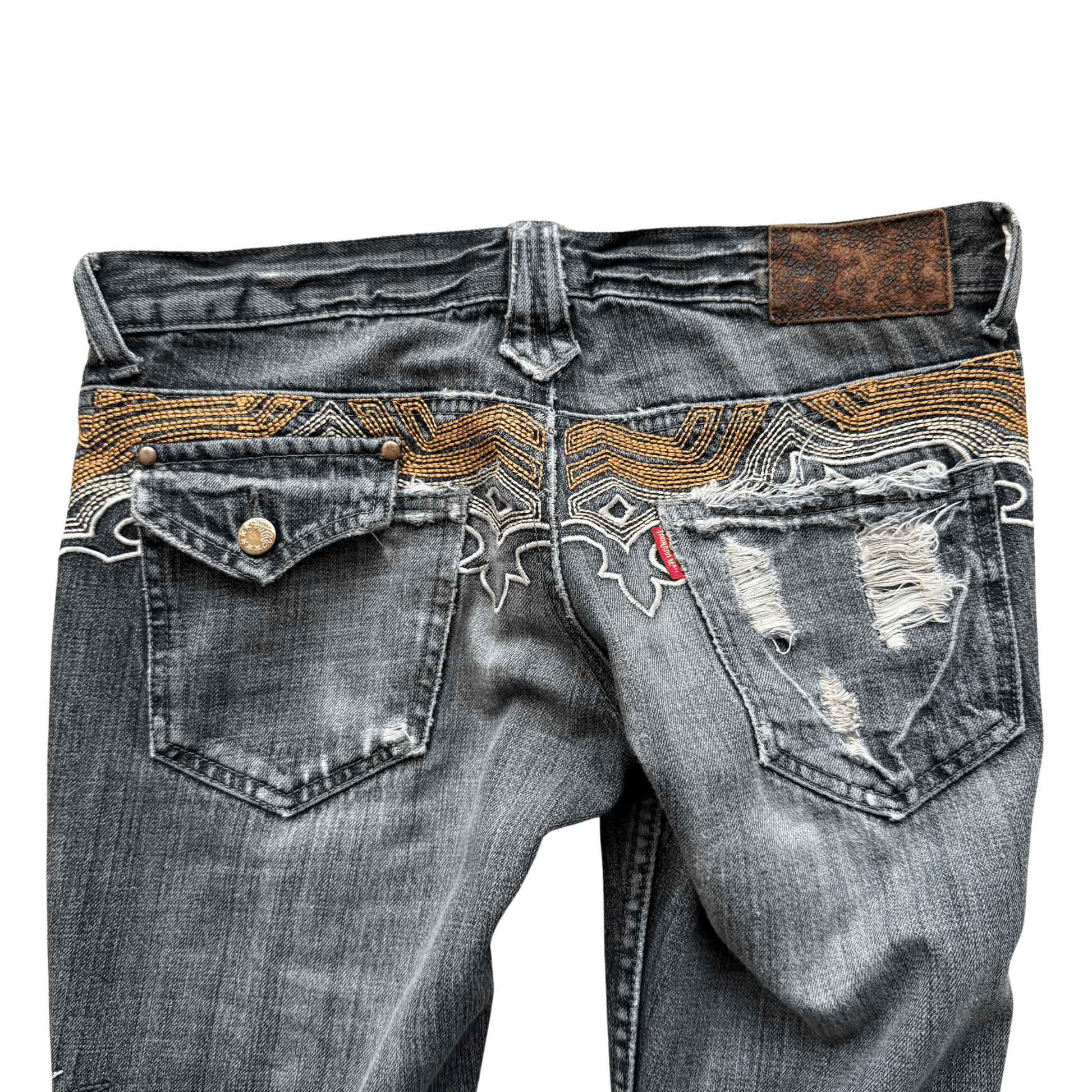 Tornado Mart Tribal Embroidery Flared Denim - wintexarchive
