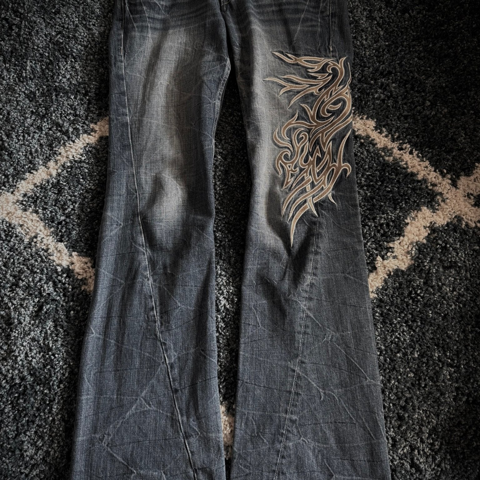 Tornado Mart Tribal Flared Denim - wintexarchive