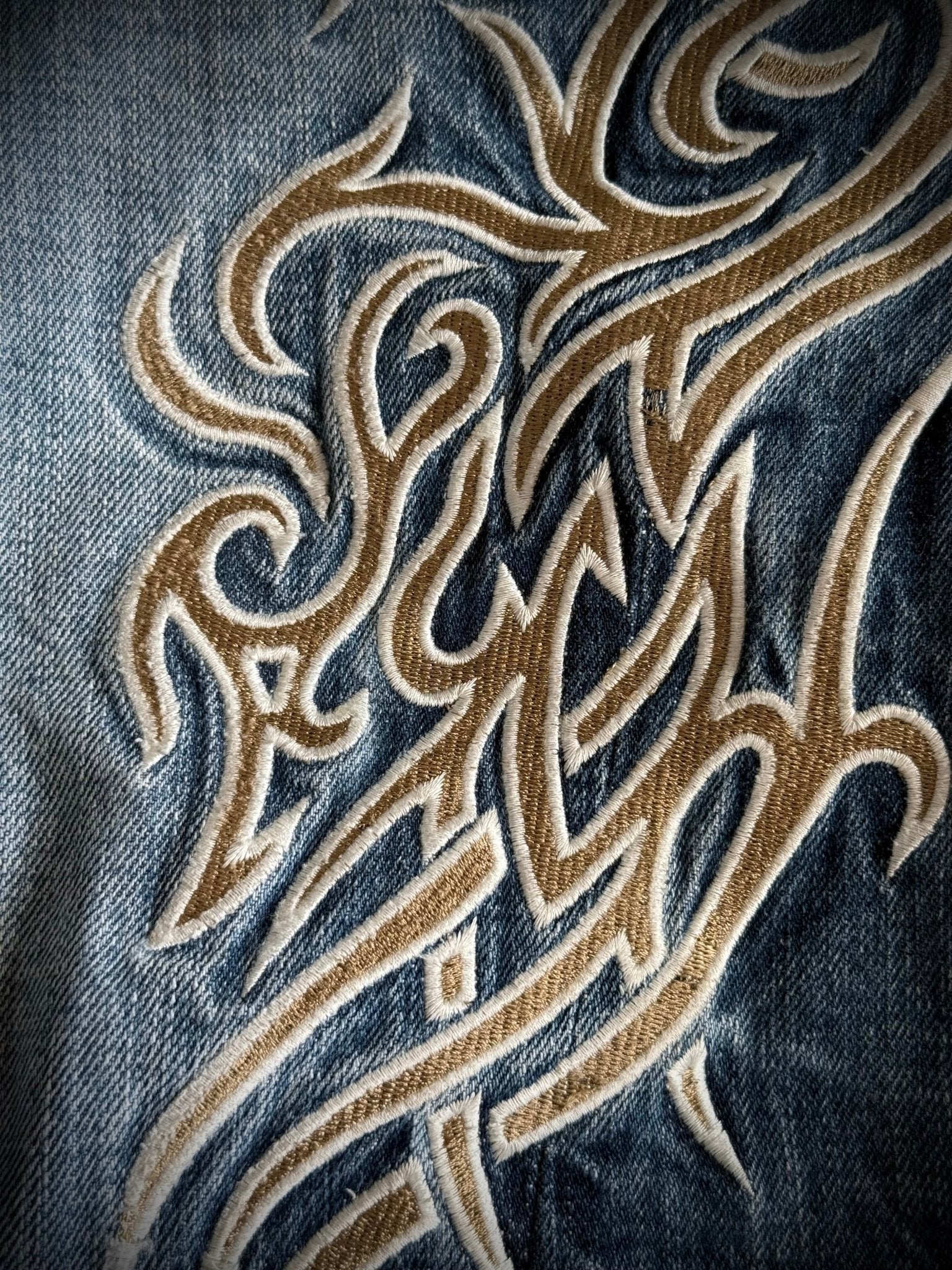 Tornado Mart Tribal Flared Denim - wintexarchive