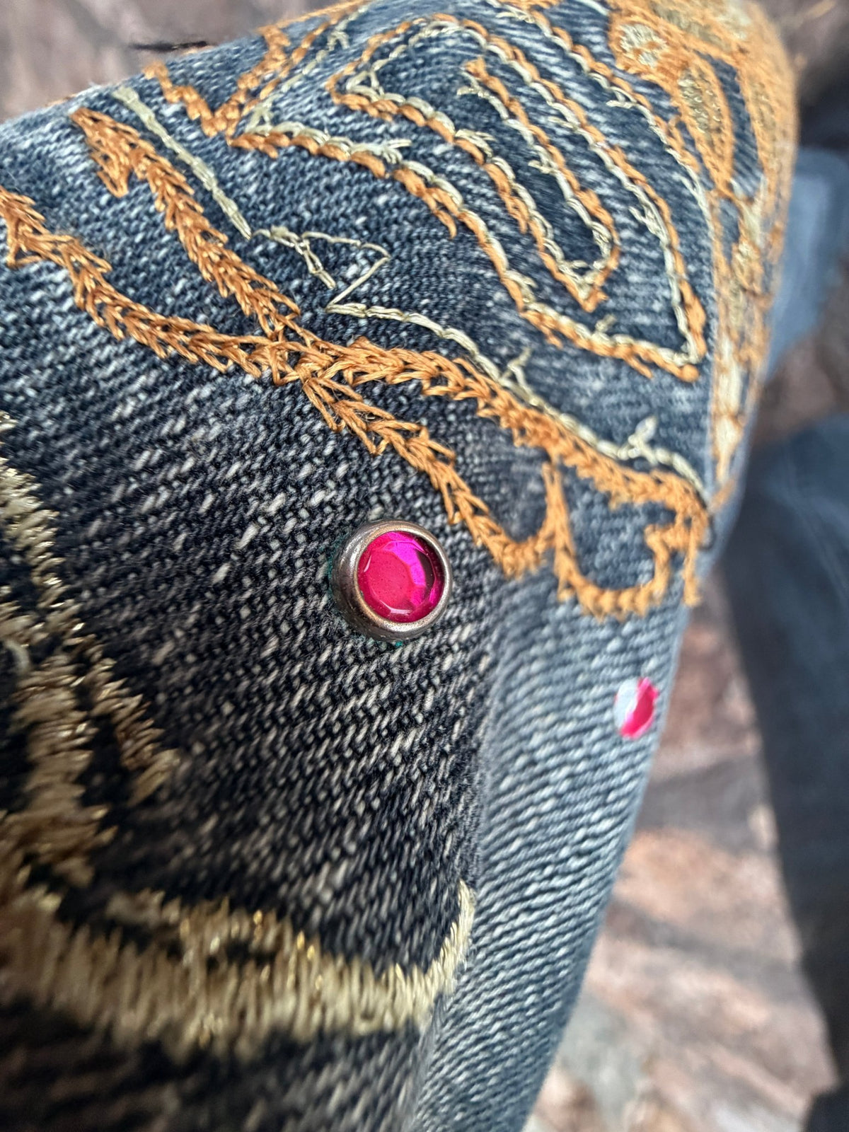 Tornado Mart Tribe Embroidered Rhinestone Flared Denim - wintexarchive