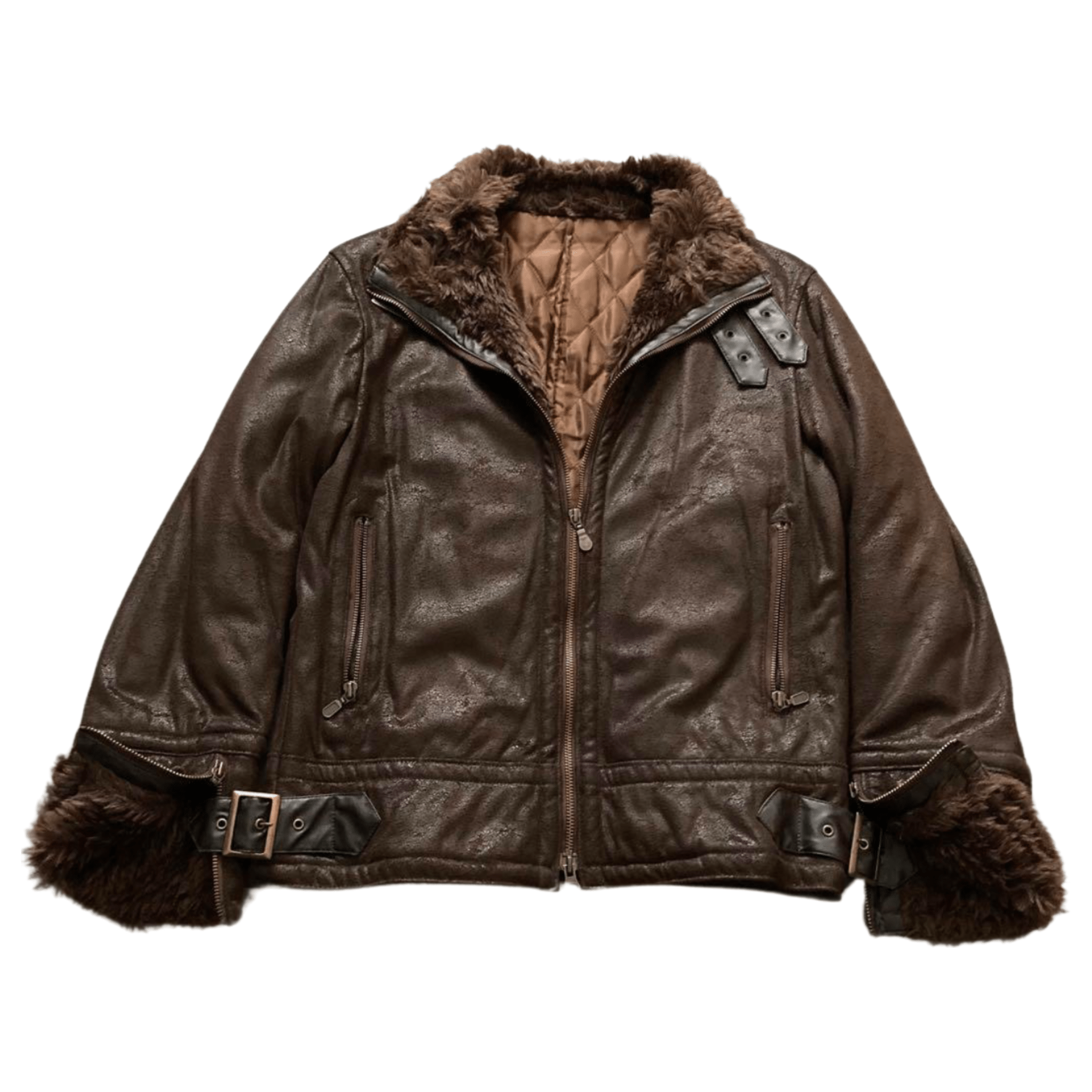 Tornado Mart Waxed Leather Fur Rider Jacket - wintexarchive