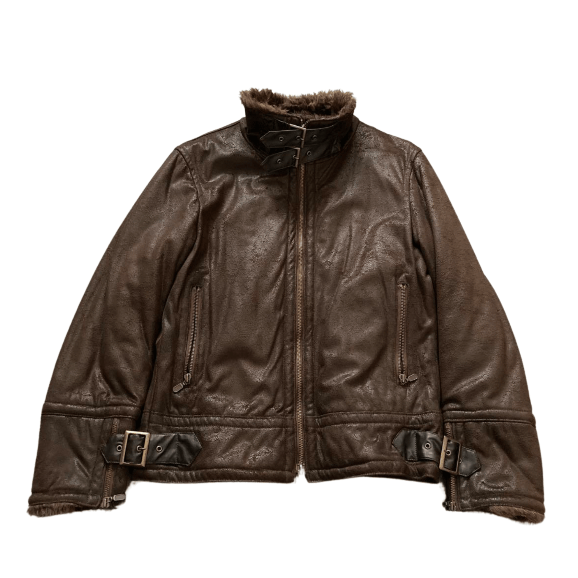 Tornado Mart Waxed Leather Fur Rider Jacket - wintexarchive