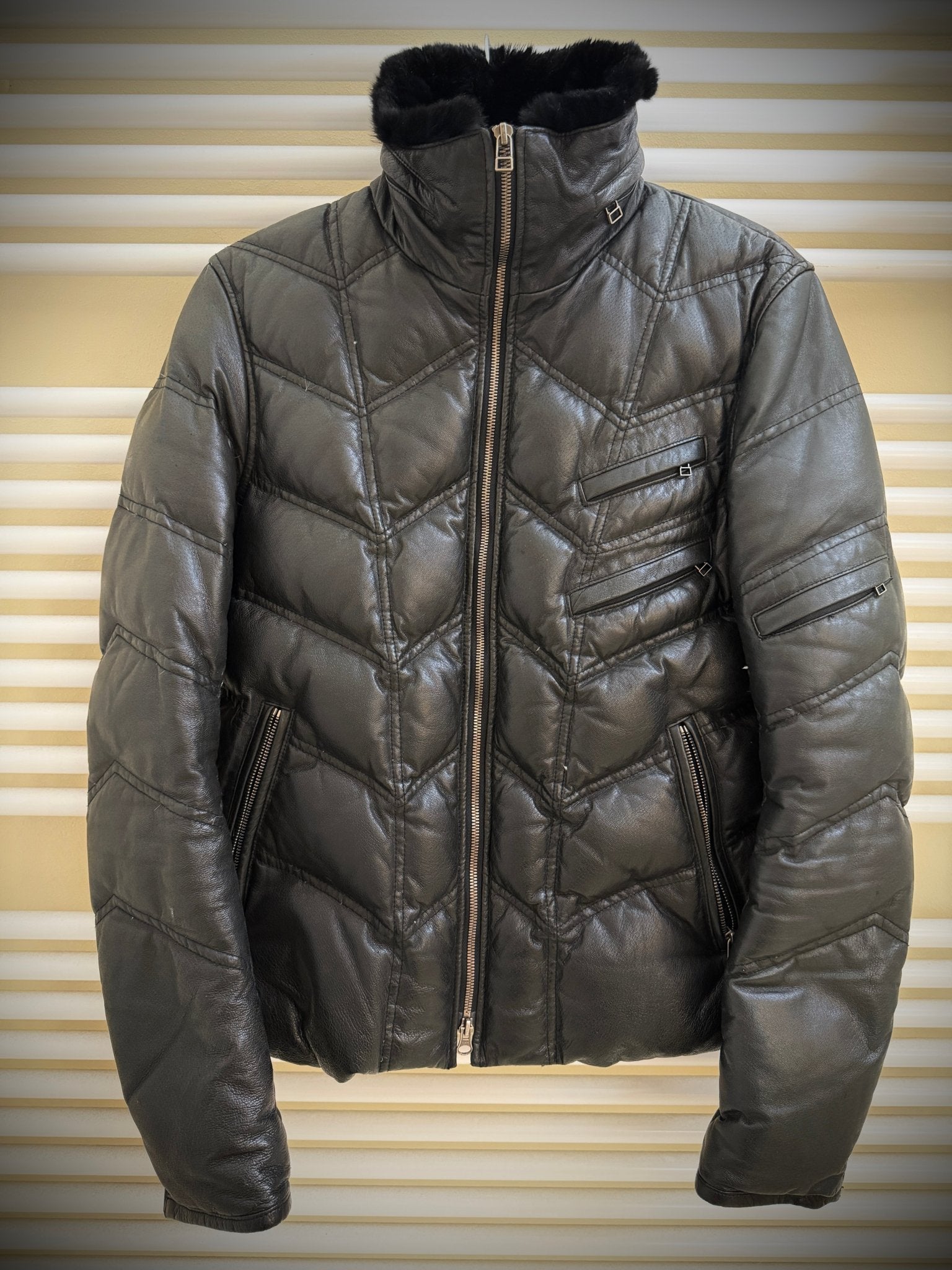 Yasuyuki Ishii Hidden Hood Leather Fur Collar Jacket - wintexarchive