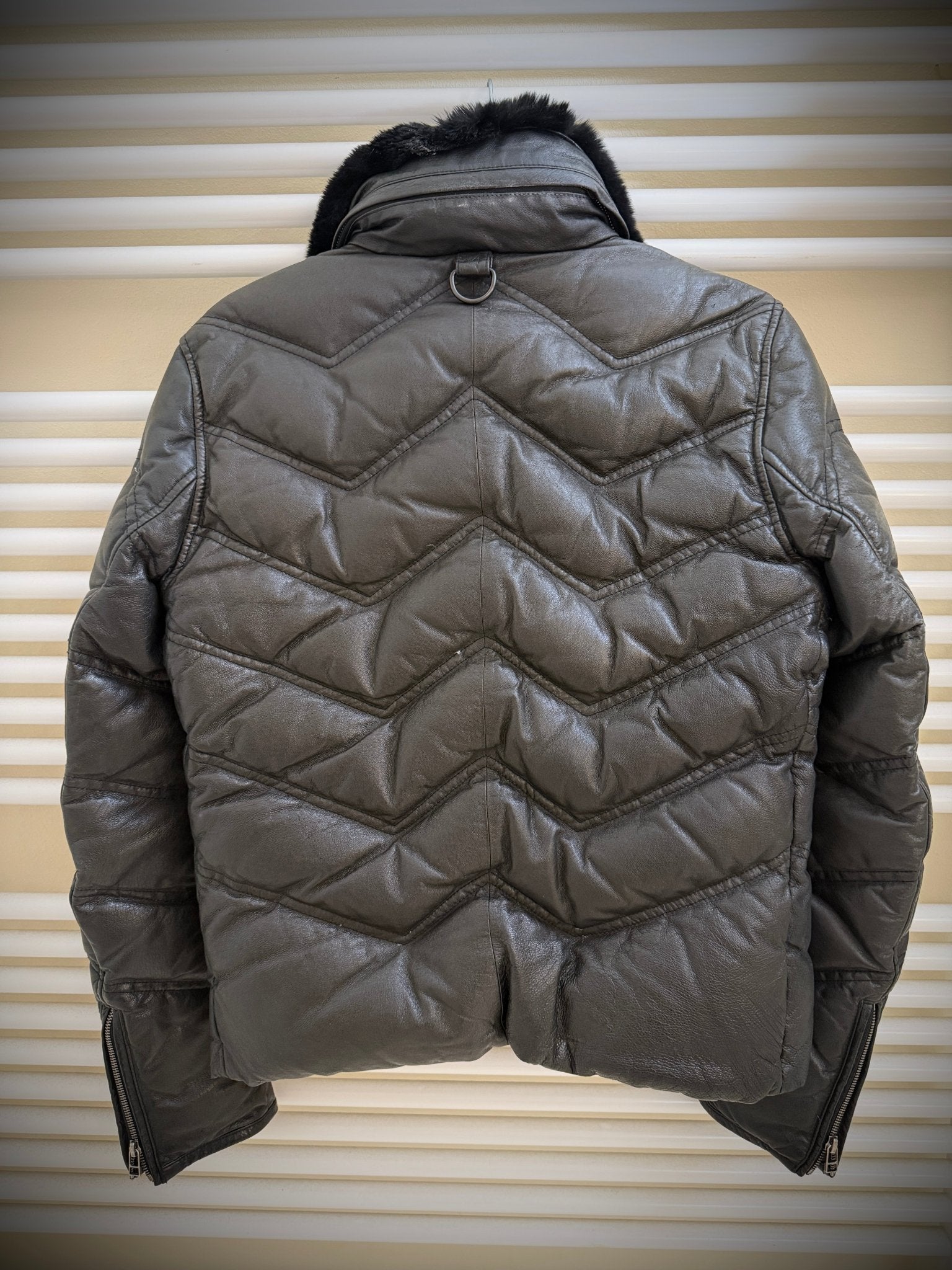 Yasuyuki Ishii Hidden Hood Leather Fur Collar Jacket - wintexarchive